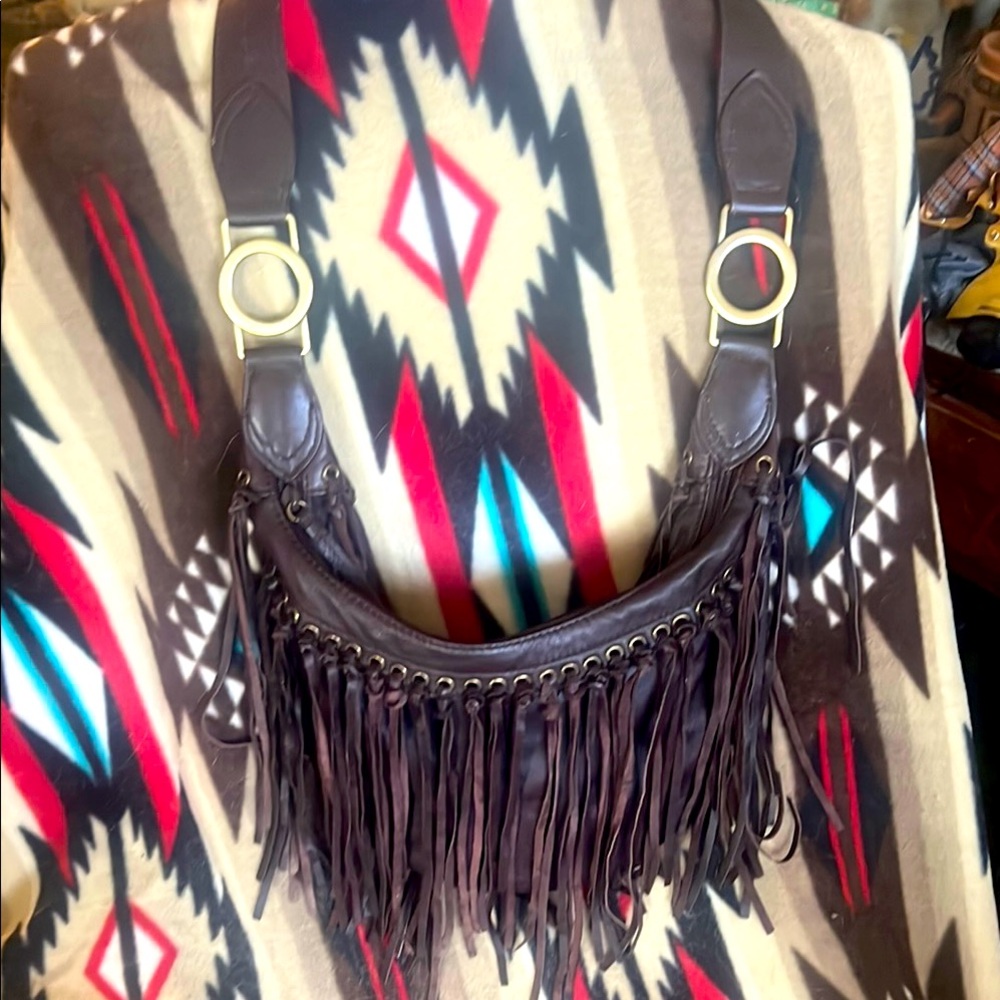 Kenneth Cole Fringe Leather Shoulder Bag